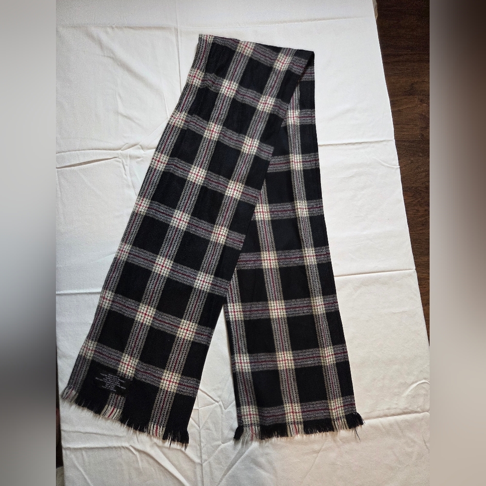 Plaid Black and White Scarf